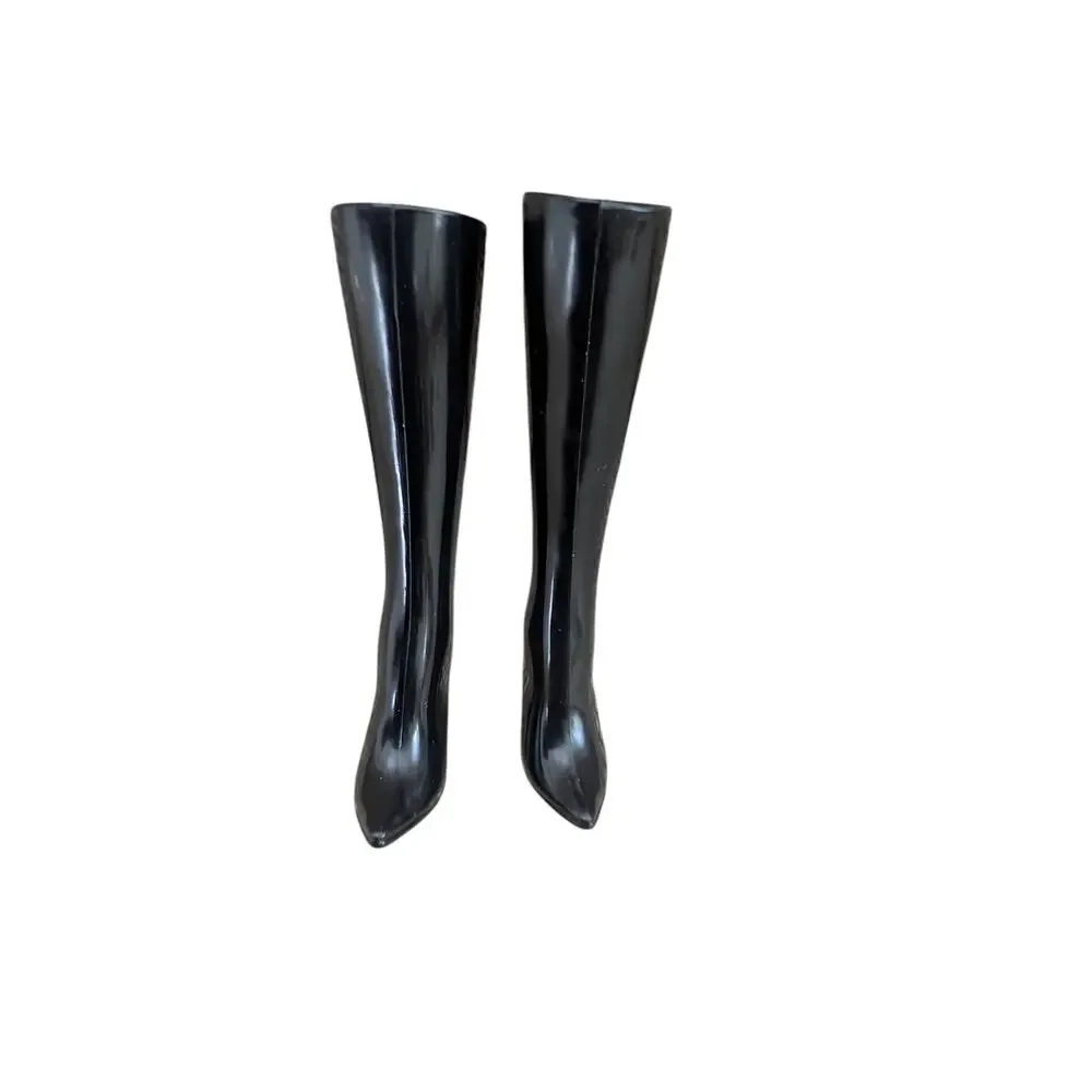 Pre-owned Barbie Doll Black Tall Boots High Heels Stilletos - Picture 4 of 6